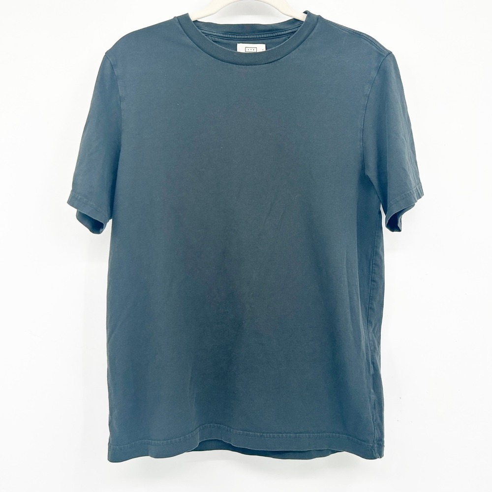 AYR Mens Basic Relaxed Fit Short Sleeve Crewneck Pima Cotton Tee T-Shirt S Black